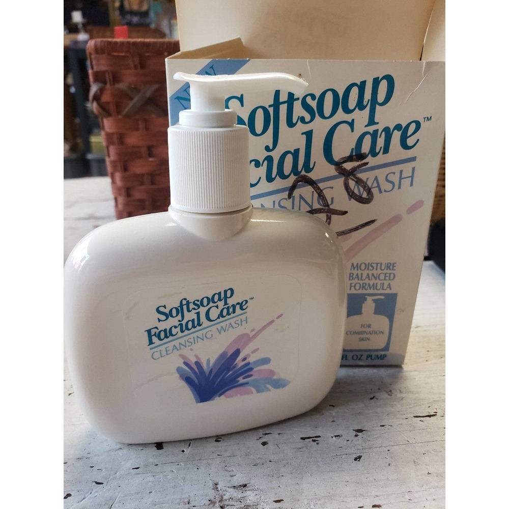 NEW vintage 1991 Softsoap facial care cleansing wash pump bottle 8oz